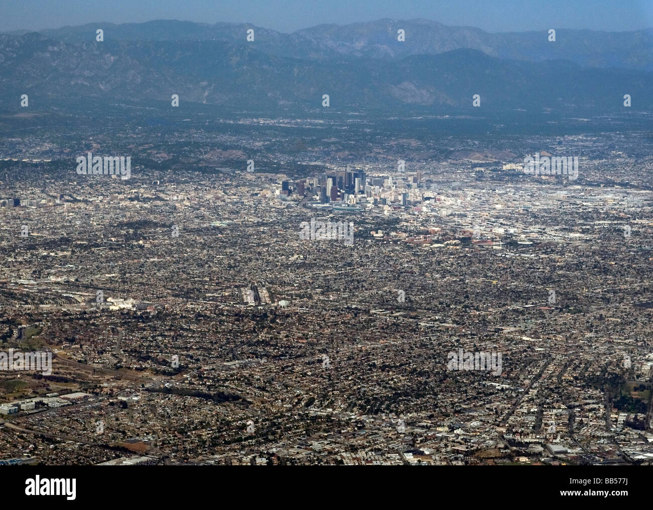 Luftaufnahme der Stadt Los Angeles, Kalifornien. Stockfoto