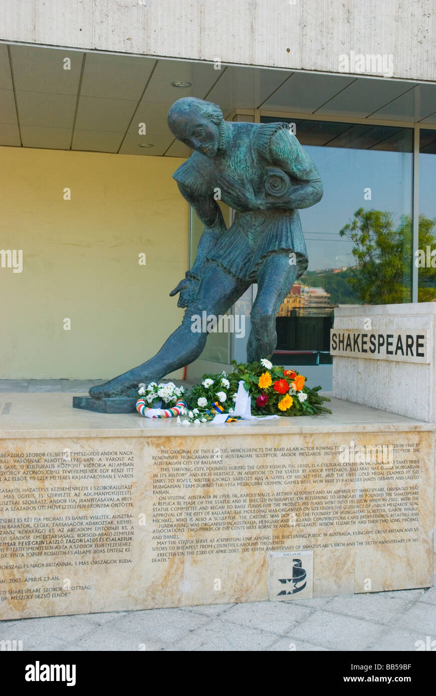 Statue von Shakespeare von Andor Meszaros in Belvaros Bezirk von Budapest Ungarn Europa Stockfoto