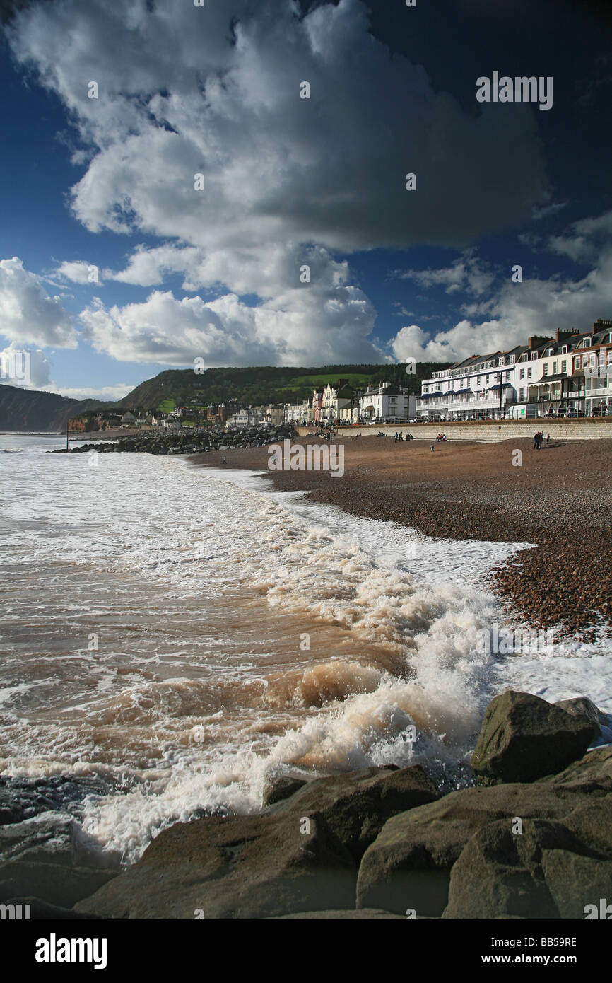 Die Promenade und Strand in Sidmouth, Devon, England, UK Stockfoto