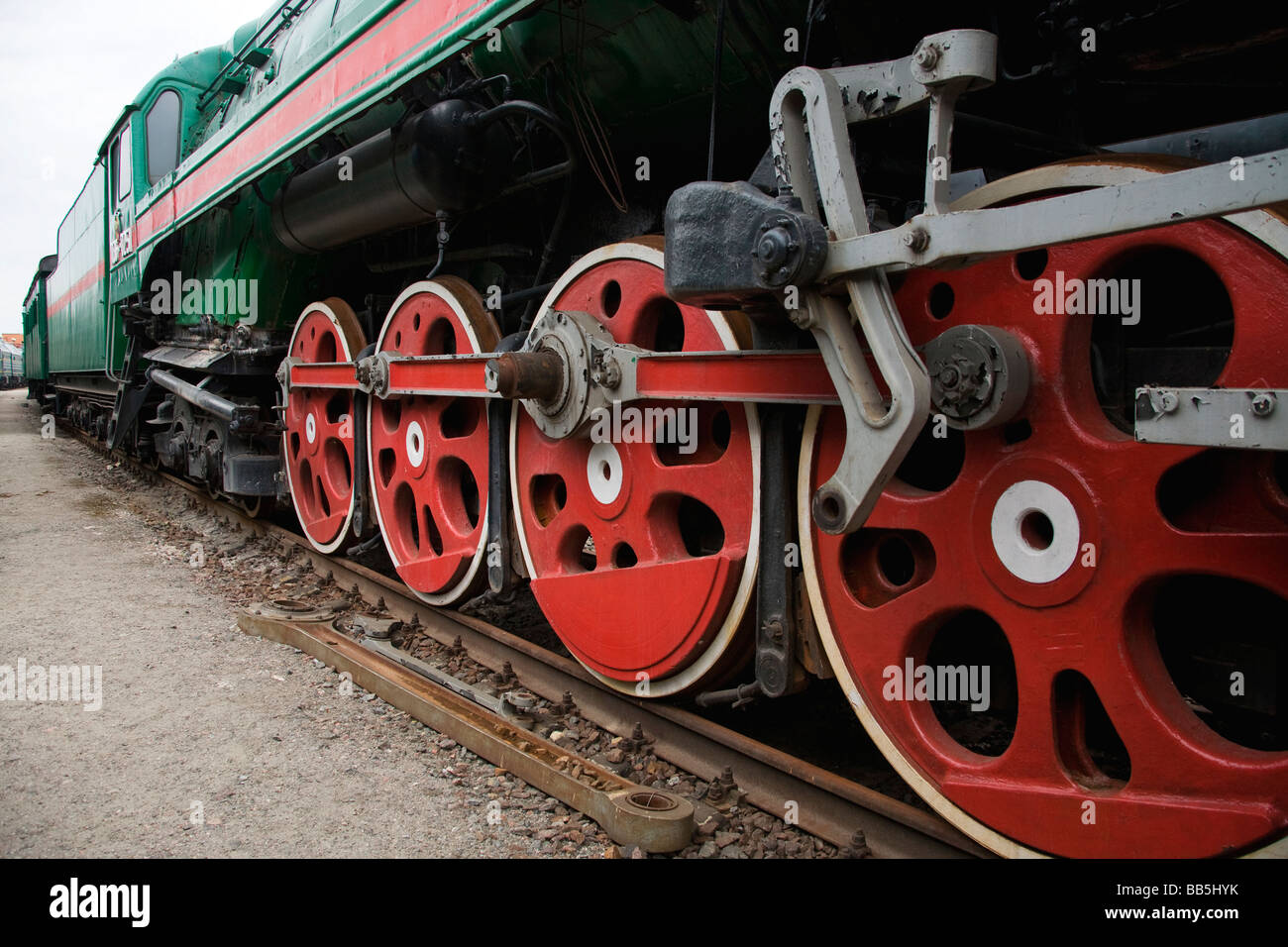 Lokomotive Räder Stockfoto