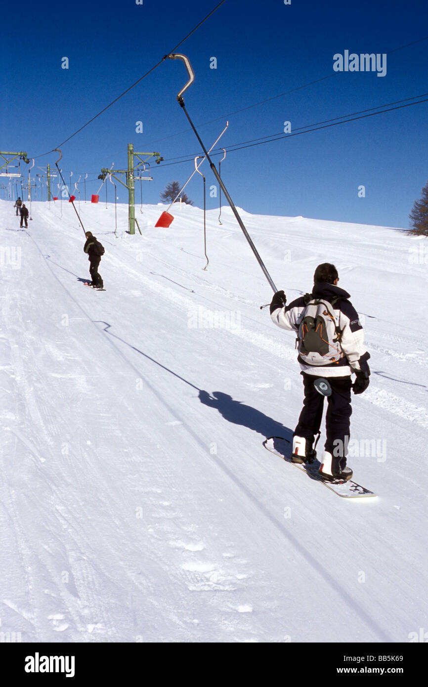 Entfernten Sessellift der Skistation von Valberg Stockfoto