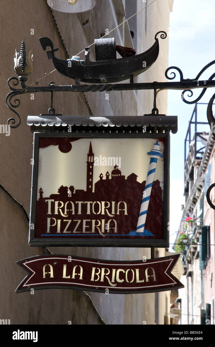Trattoria Pizzeria Schilder, Venedig, Provinz Venedig, Veneto Region, Italien Stockfoto