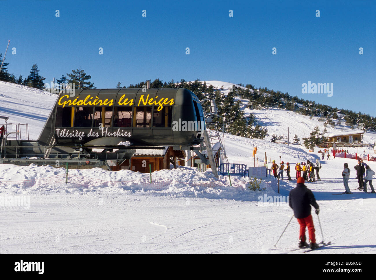 Die Ski-Station des Greoliere Les Neiges Stockfoto