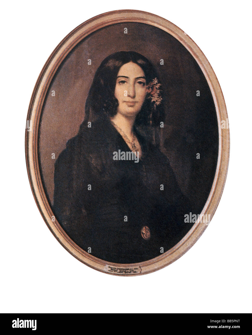 Sand, George (geboren als Aurore Dupin), 1.7.1804 - 8.6.1876, französischer Autor/Schriftsteller, Porträt, Miniatur, von Auguste Charpentier (18-1880), Musee Renand Scheffer, Paris, Stockfoto