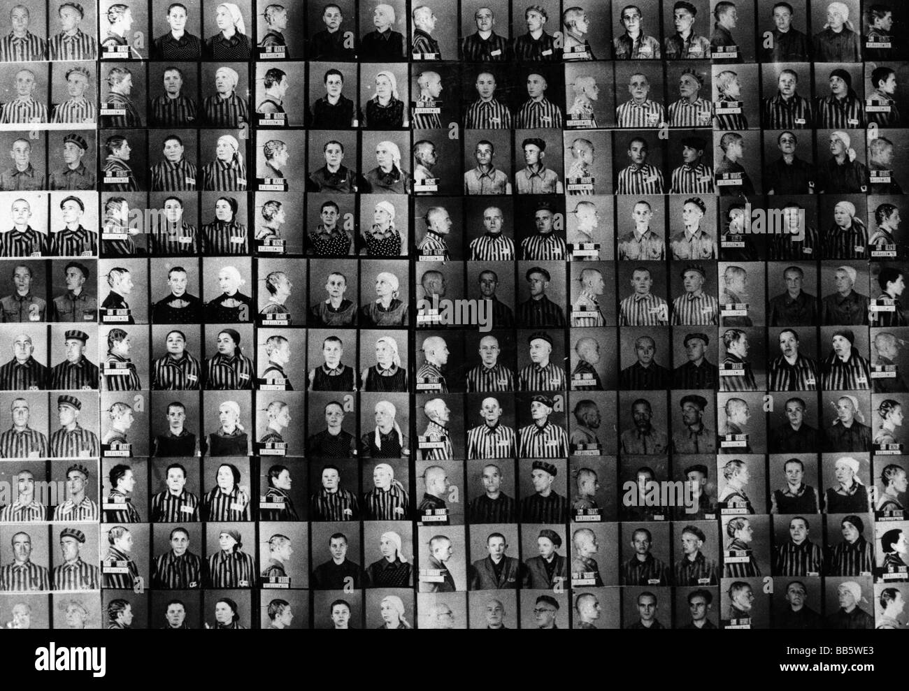 Geographie/Reisen, Polen, Oswiecim, KZ-Denkmal von Auschwitz, Museum, Mauer mit Fotos von Gefangenen, 1963, Stockfoto