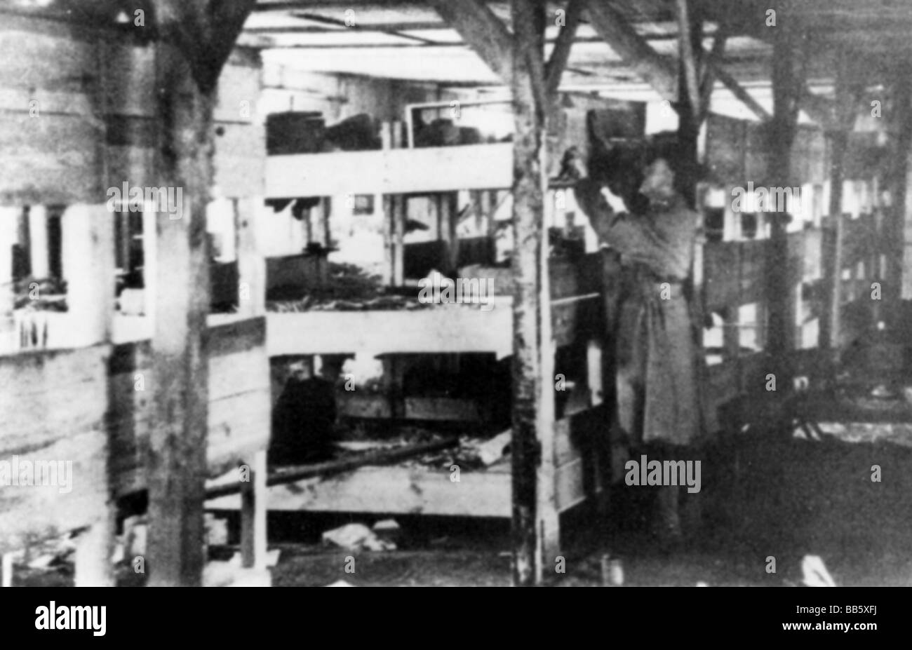 Nationalsozialismus/Nationalsozialismus, Verbrechen, Konzentrationslager, Neu-Staßfurt, Unterlager "eh" von Buchenwald, Baracke, Innenansicht, 1945, Stockfoto