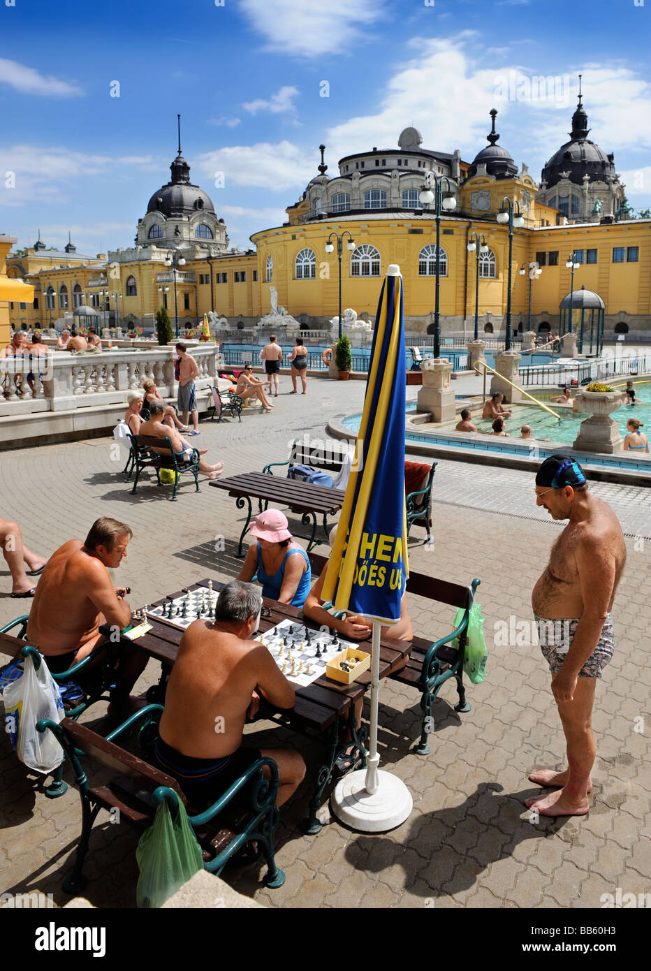 Schachspieler an das Szechenyi-Bad in Budapest Ungarn Stockfoto