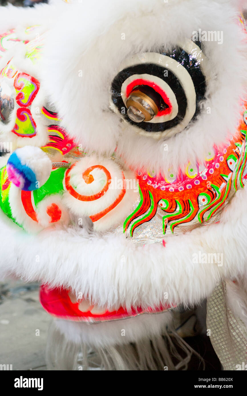 Chinesische Drachen, Löwen Stockfoto