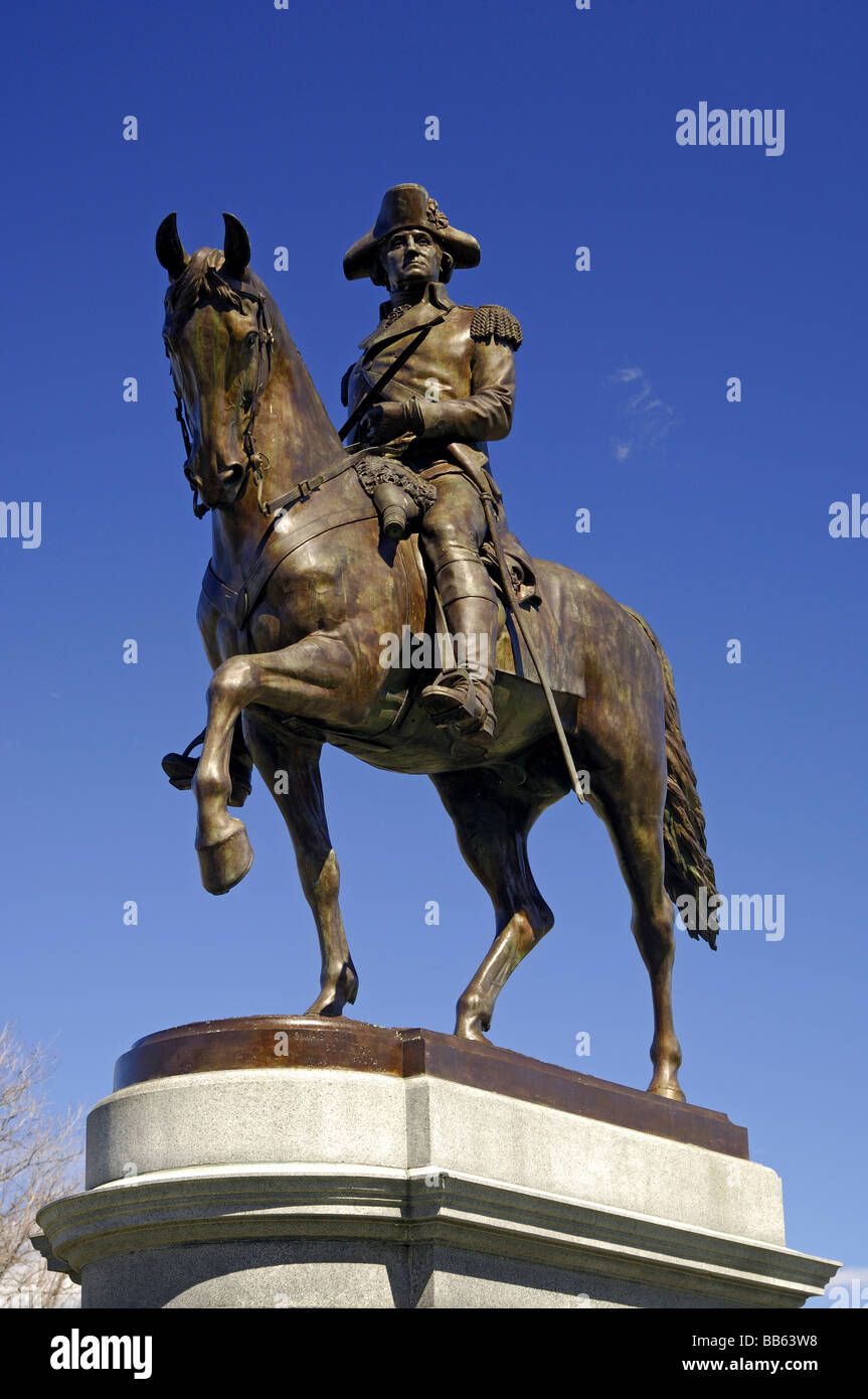 Reiterstatue von George Washington in Boston Public Garden, Boston Ma, Massachusetts, USA Stockfoto