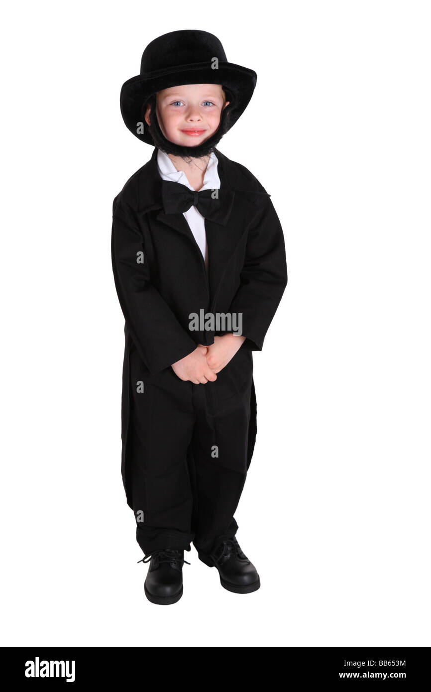 Kleiner Junge gekleidet wie Abraham Lincoln Stockfoto