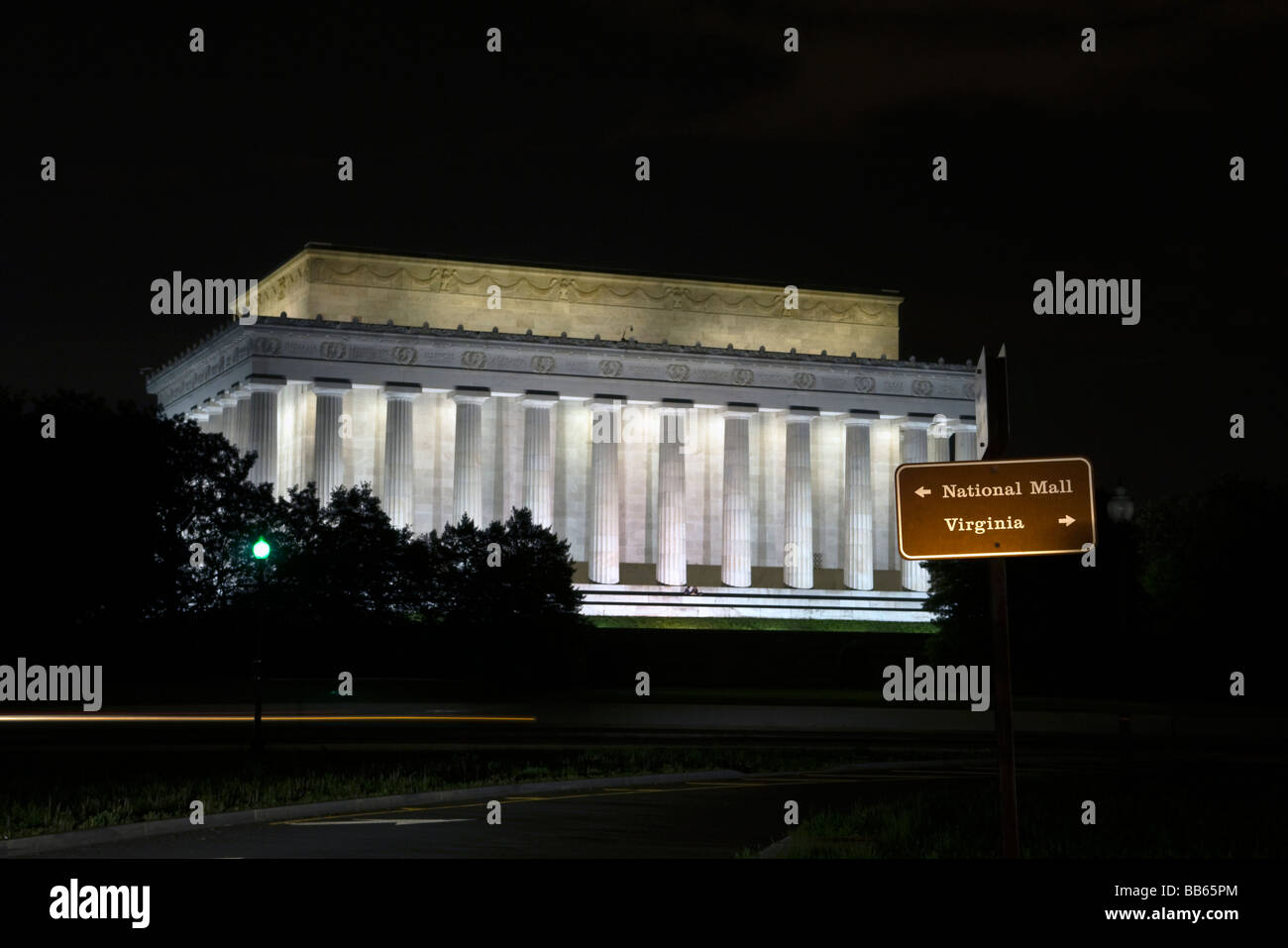 Das Lincoln Memorial in Washington D.C. bei Nacht Stockfoto