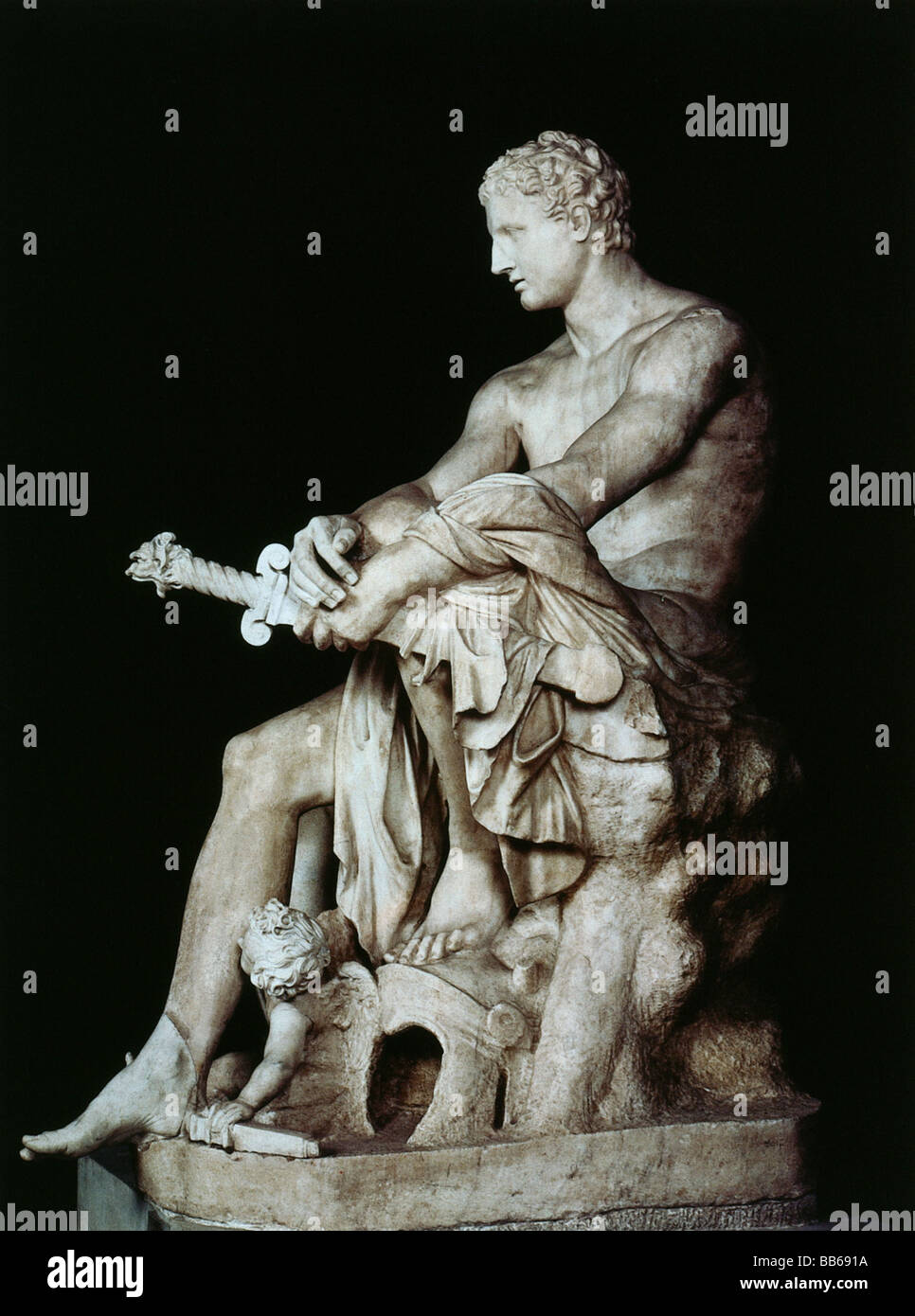 Ares, griechische kriegsgottheit, volle Länge, Statue, Marmor, Kapitolmuseum Rom, Sammlung Ludovisi, Stockfoto