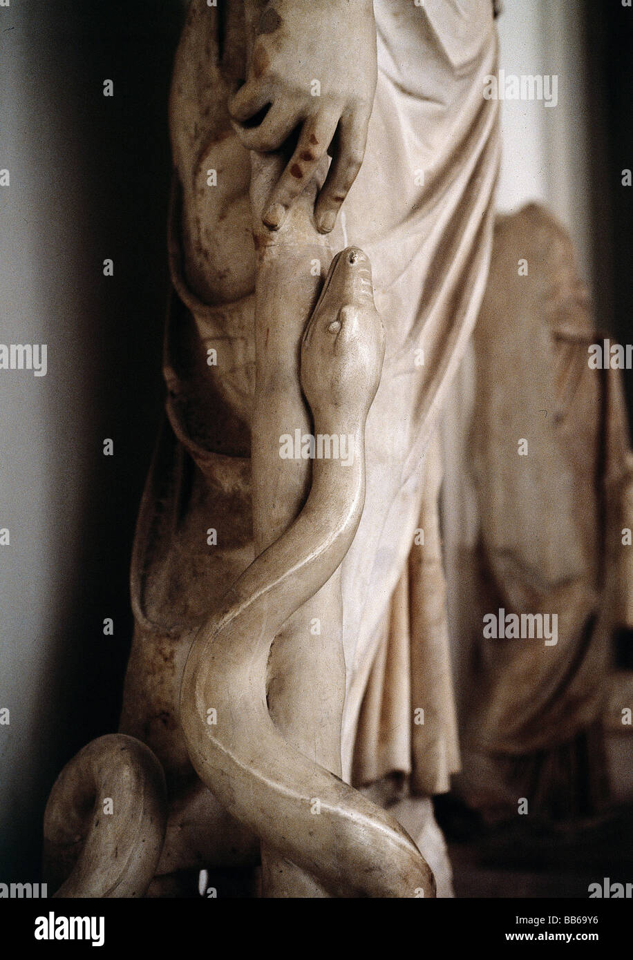 Asclepius, der griechische gott der Medizin, Detail: Schlange, Stockfoto