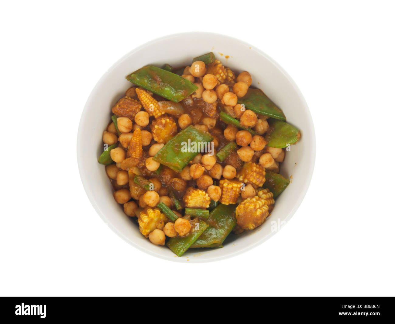 Küken-Erbsen-Curry mit Knoblauch Stockfoto