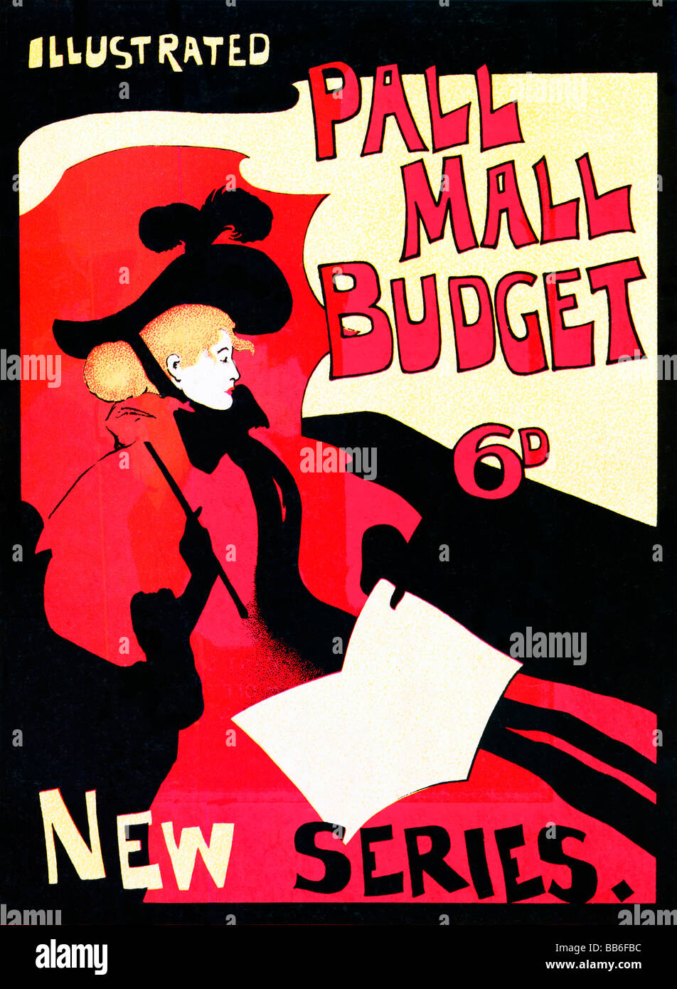 Pall Mall Budget 1894 Jugendstil-Plakat für die englische Wochenzeitschrift illustrierte Kunst Stockfoto