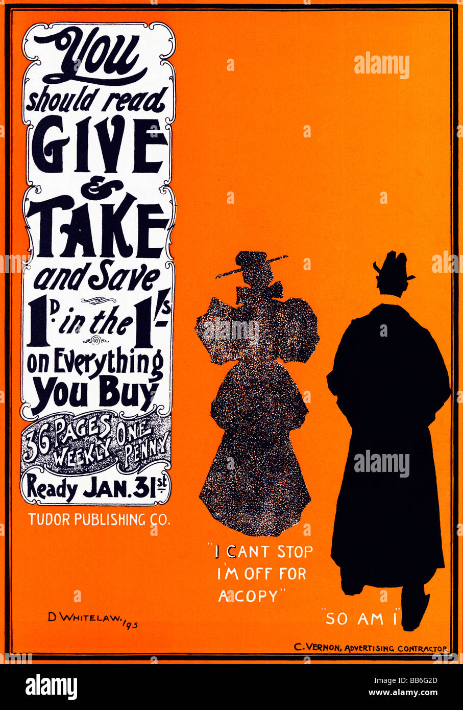 Geben und nehmen 1895 Jugendstil-Plakat für die englischen Verbraucher-Magazin aus der Tudor-Verlag Stockfoto