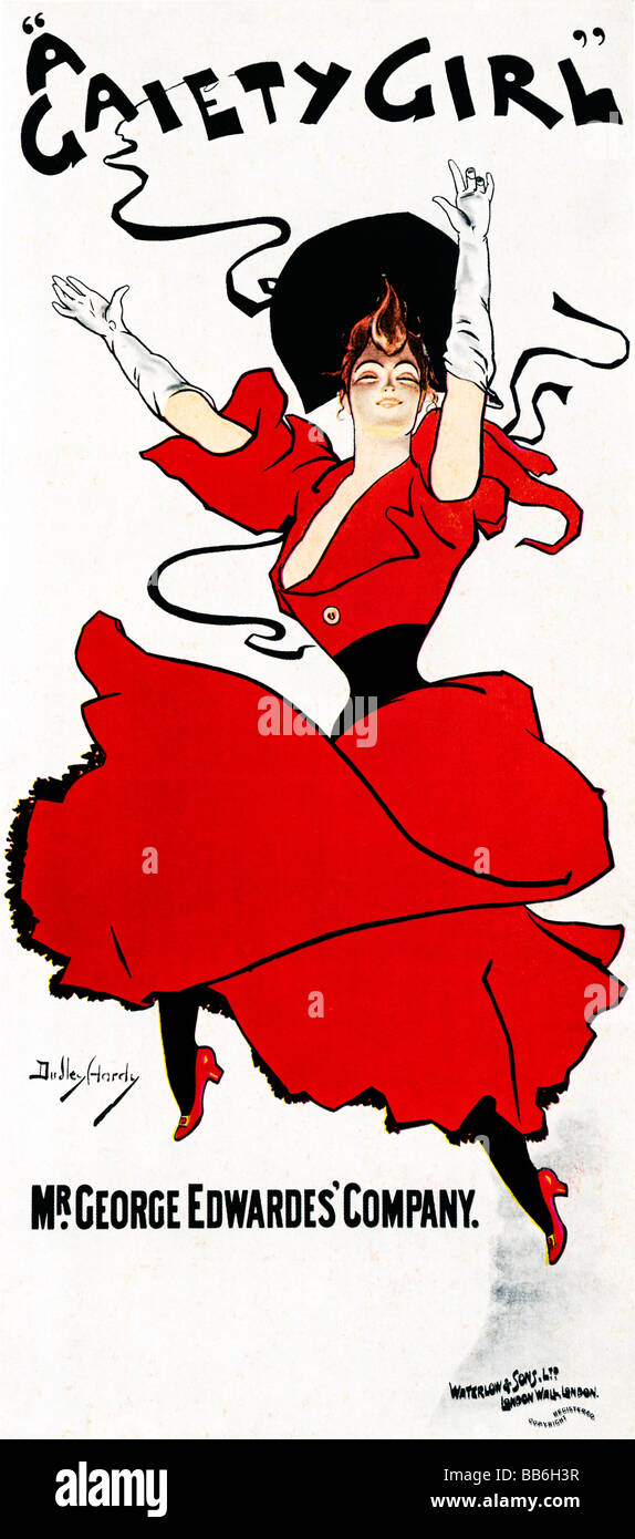 Gaiety Girl 1894 Jugendstil Poster von Dudley Hardy für die erfolgreiche London-Musical-Komödie Stockfoto