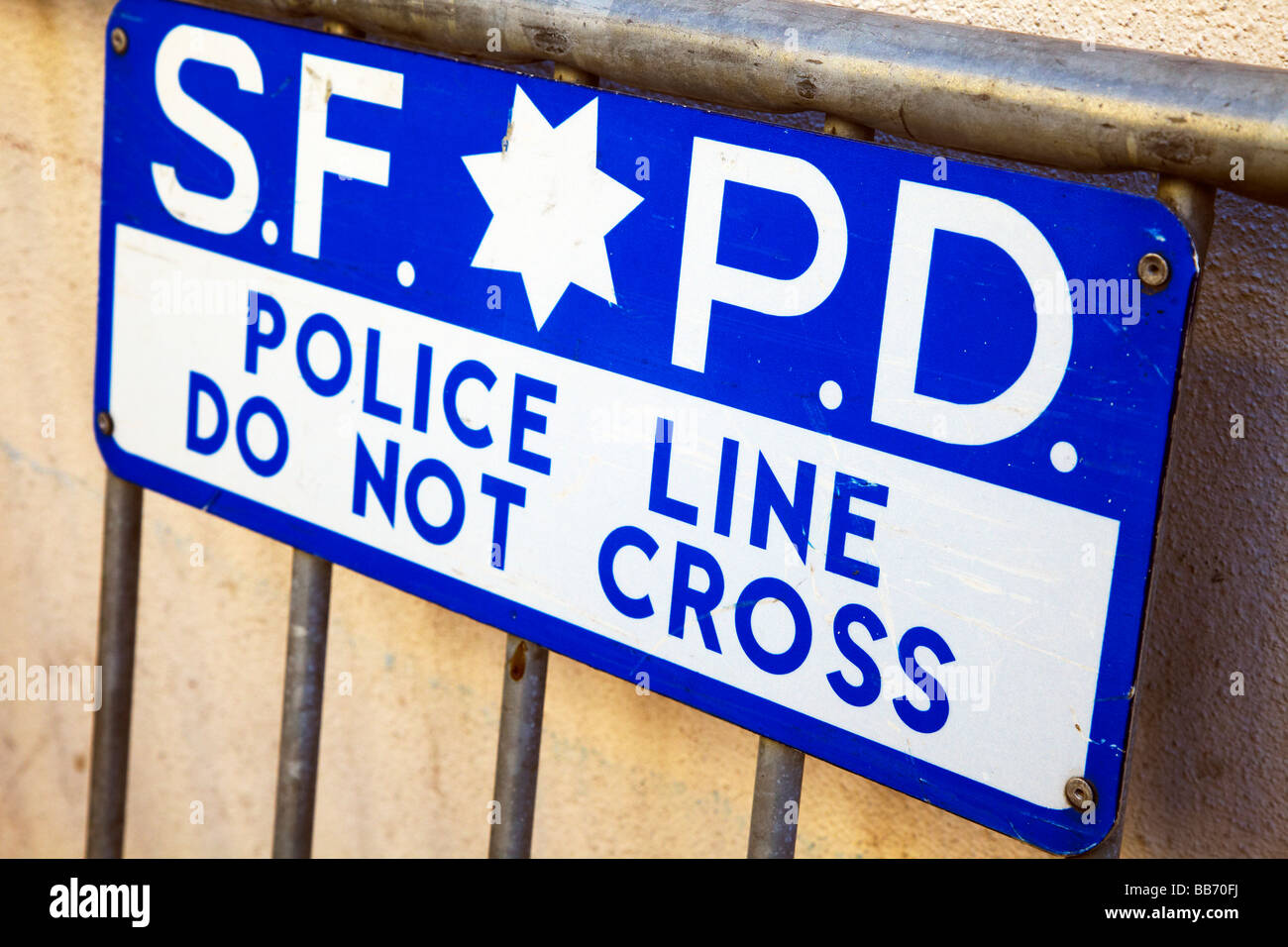 SFPD Polizei Linie Zeichen, San Francisco Polizei-Abteilung Stockfoto