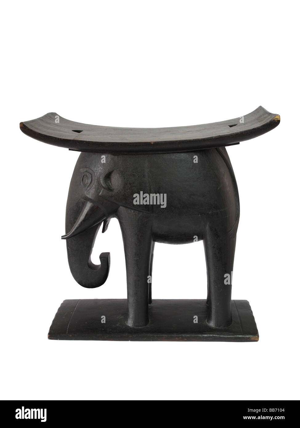 Antike afrikanische Côte d ' Ivoire Stammes-Hocker in Form eines Elefanten. Asante Stamm. Stockfoto