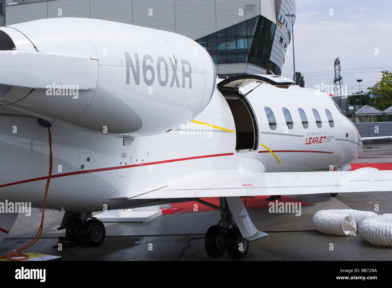 Bombardier Learjet 60XR Businessjet N60XR bei EBACE Aircraft Messe am Flughafen Genf Schweiz Stockfoto