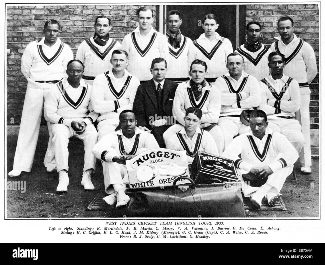 Die West Indies Touring Team 1933 Foto von ihrer zweiten Tour von England verliert das 3 Spiel Versuchsreihe 2 0 Stockfoto