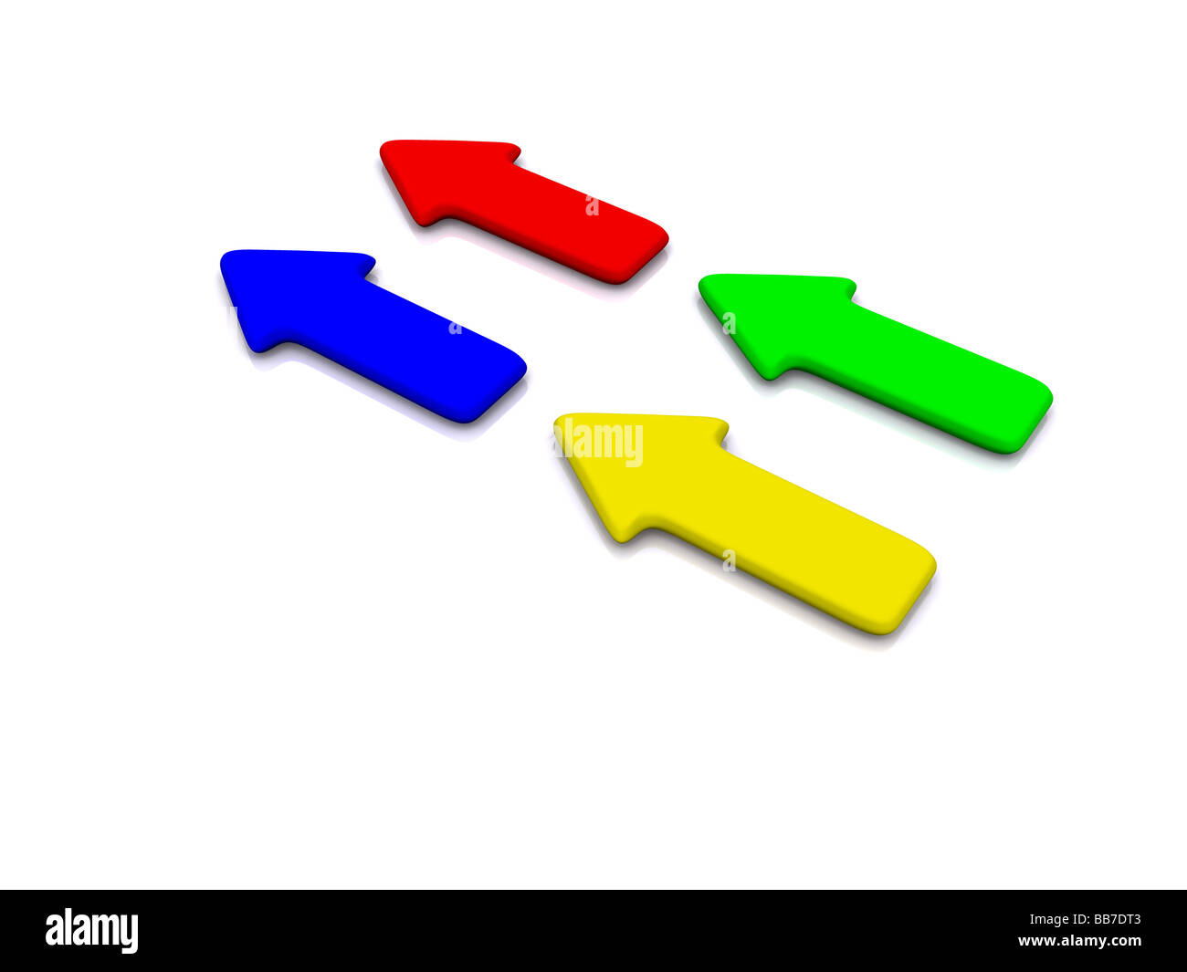 Farbe Zeiger auf weißem 3d Stockfoto