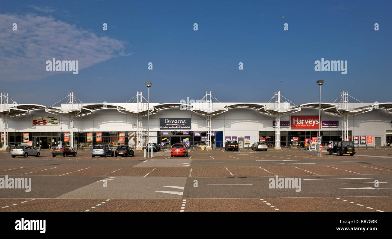 Interchange Retail Park in Bedford Stockfoto