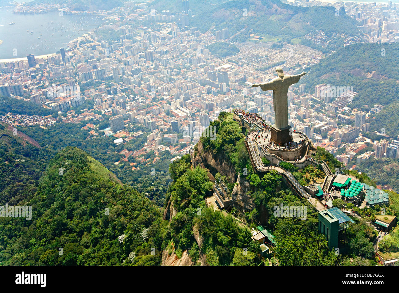 Die Christusstatue auf dem Corcovado-Berg-Rio de Janeiro Brasilien Stockfoto