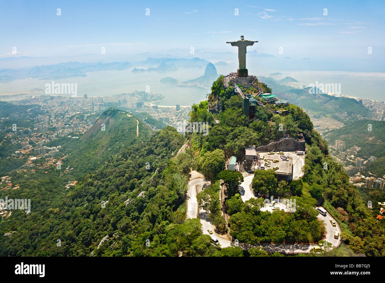 Die Christusstatue auf dem Corcovado-Berg-Rio de Janeiro Brasilien Stockfoto