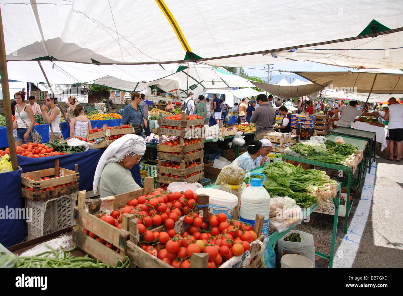 Marktstände im outdoor-Markt, Icmeler, Provinz Mulga, Türkei Stockfoto