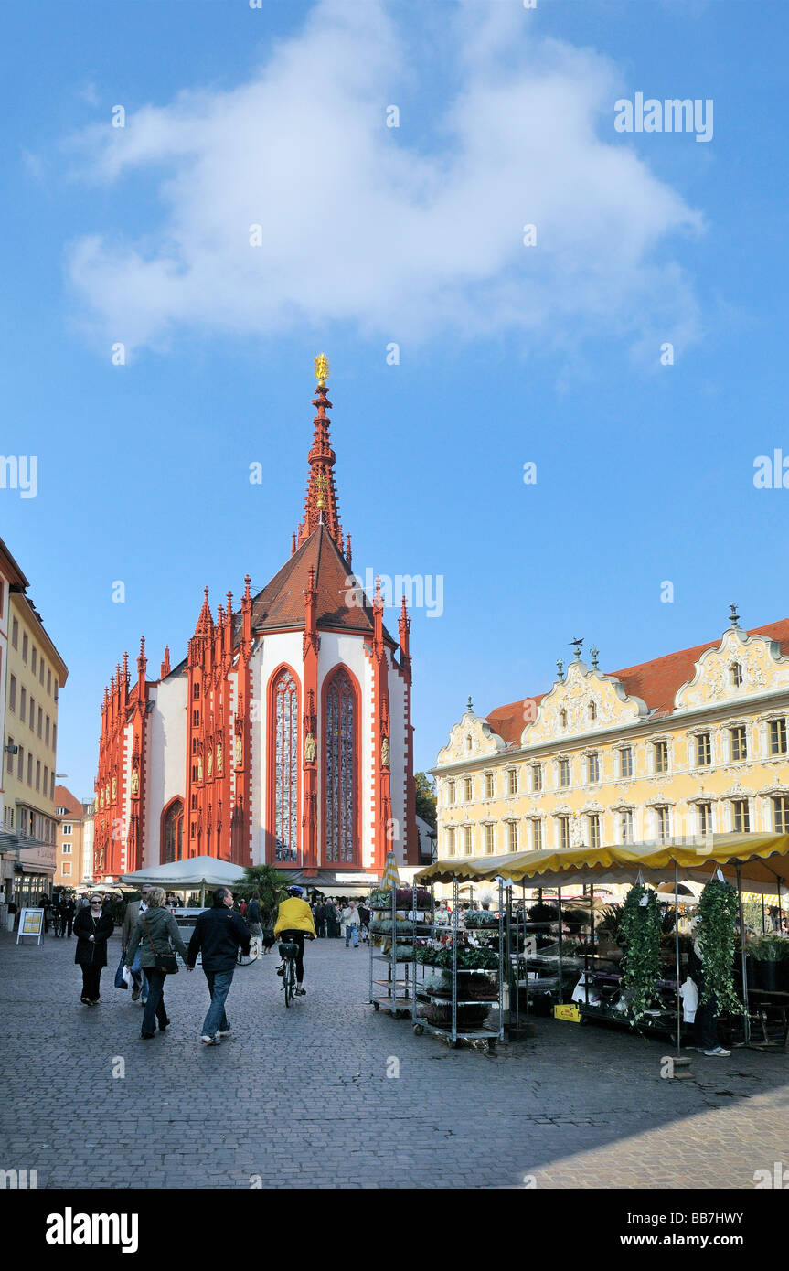 Marienkapelle Kapelle, 1377-1480, die historischen Gebäude Falkenhaus, Würzburg, Franken, Deutschland Stockfoto