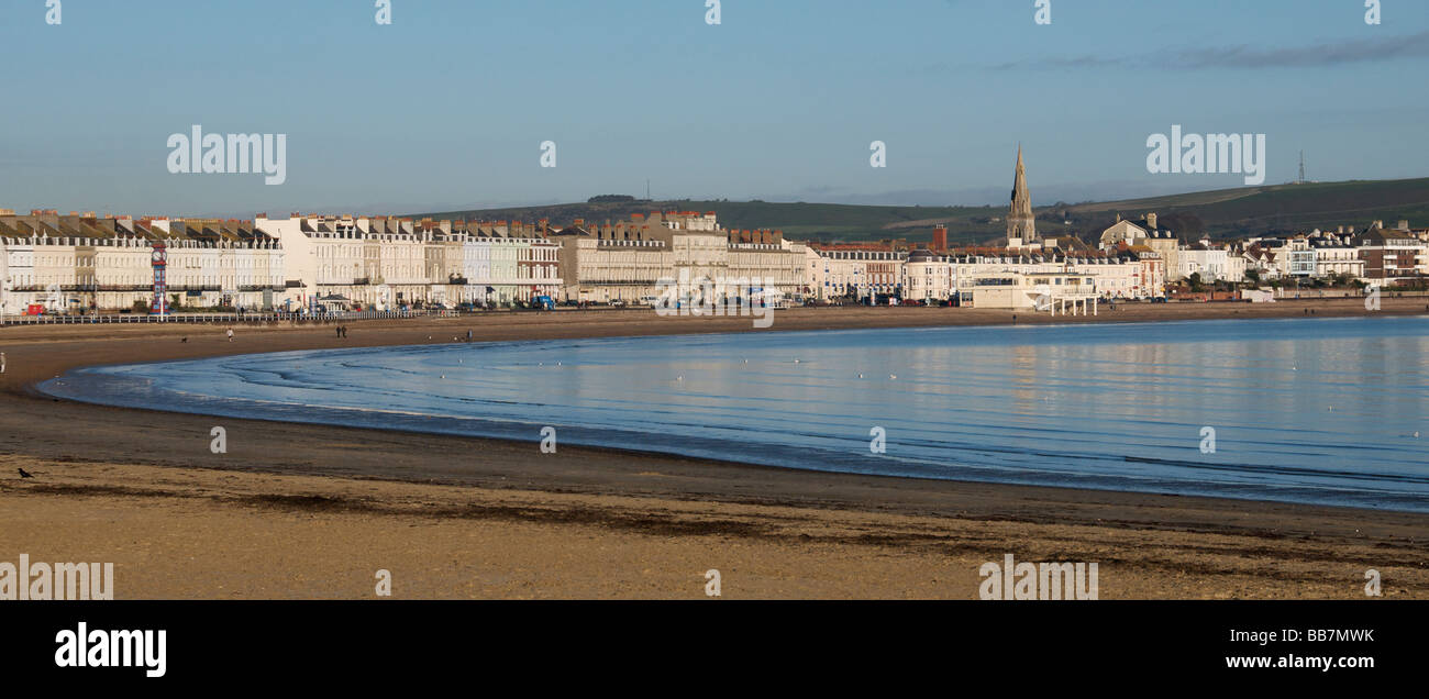 Panoramablick auf Esplanade Weymouth Dorset-England Stockfoto