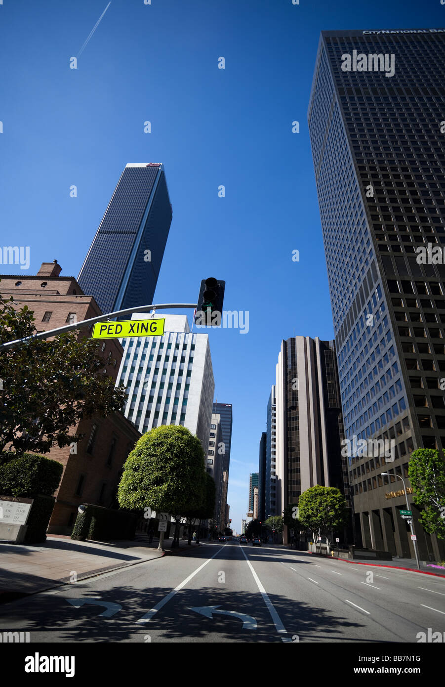 Moderne Gebäude in der Innenstadt, Los Angeles, Kalifornien, USA. Stockfoto