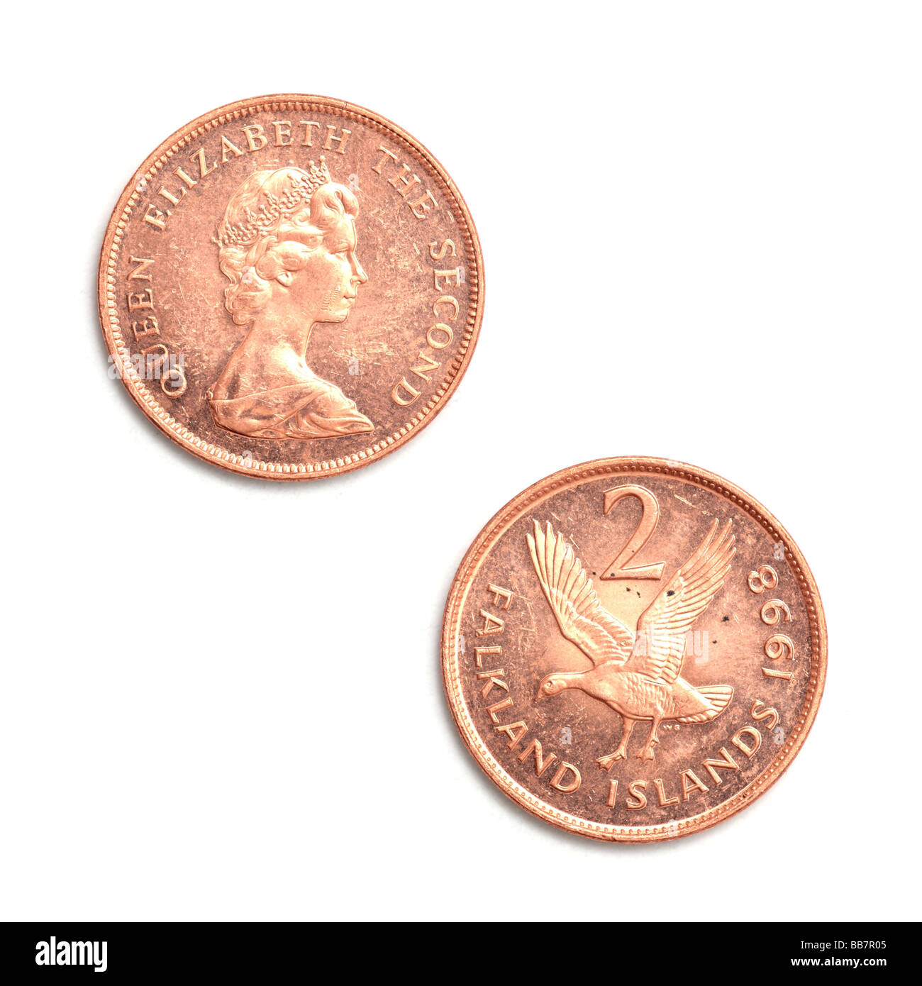 "Falkand Inseln zwei Pence Münze" Stockfoto