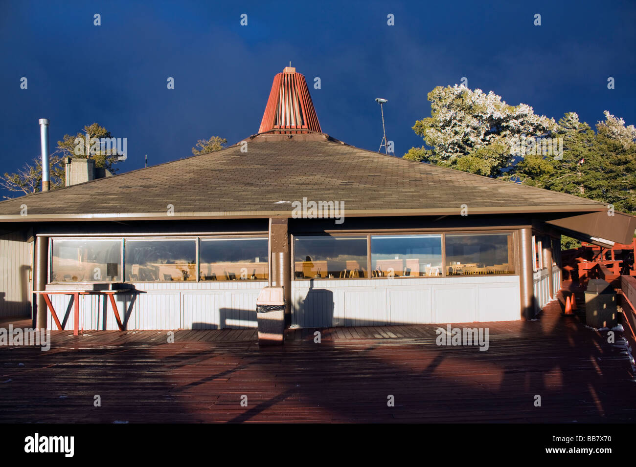 Restaurant auf der Oberseite Sandia Peak Stockfoto