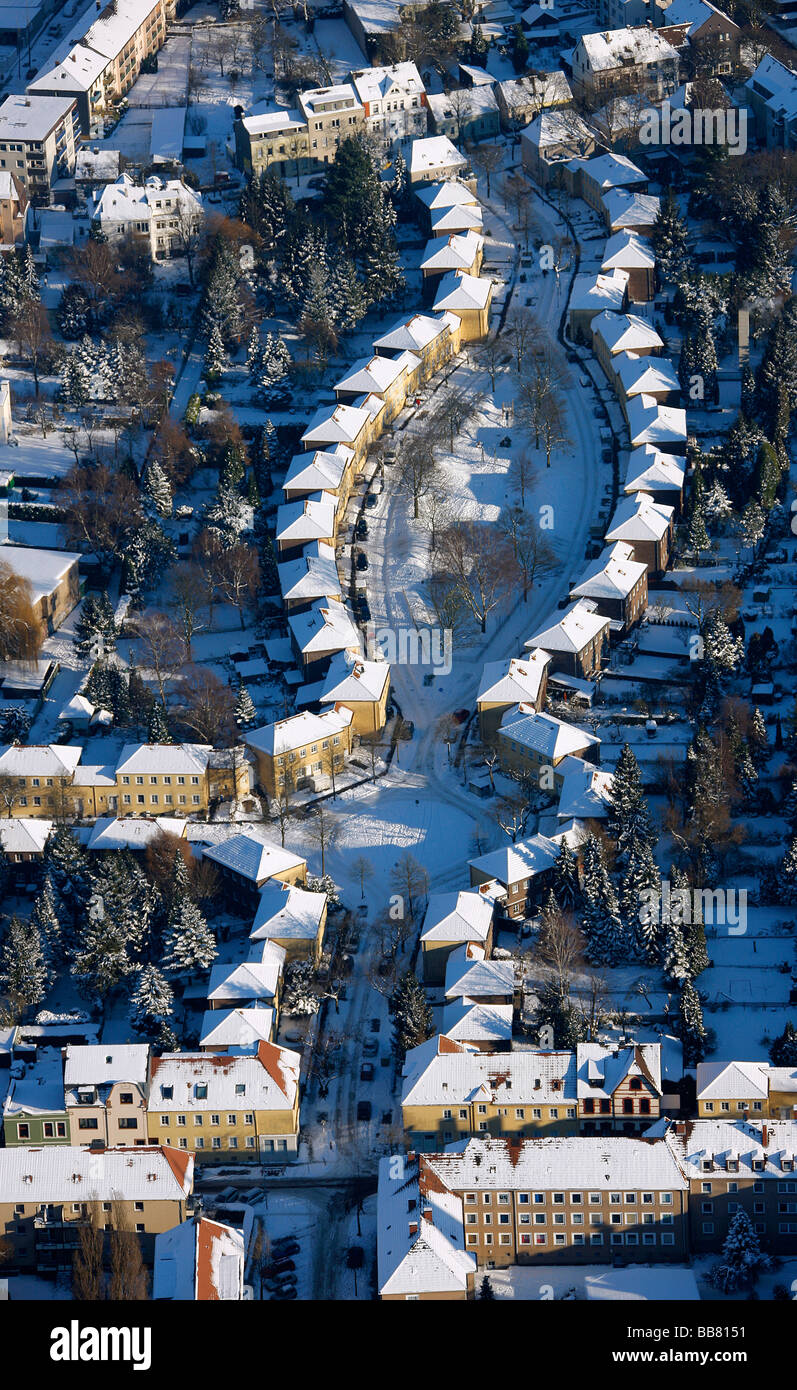 Luftaufnahme, Saliersiedlung, Apartmenthäuser, Mülheim nach Hause Bauunternehmen, Mülheim, Ruhrgebiet, Nordrhein-Westfalen, Ge Stockfoto