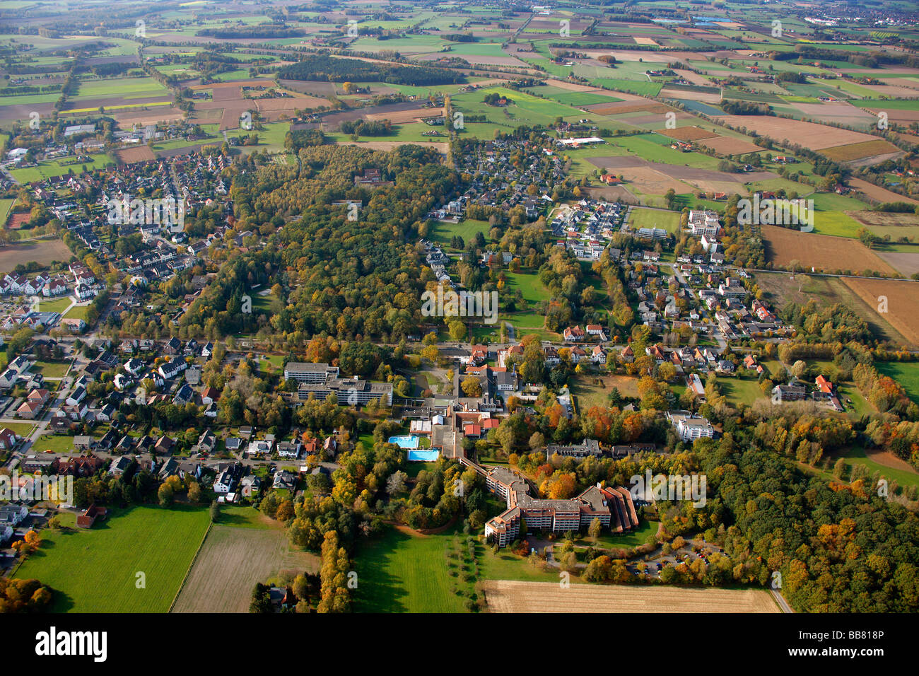 Luftaufnahme, Bad Waldliesborn, Soest Kreis, Soester Boerde, Südwestfalen, NRW, Deutschland, Europa Stockfoto