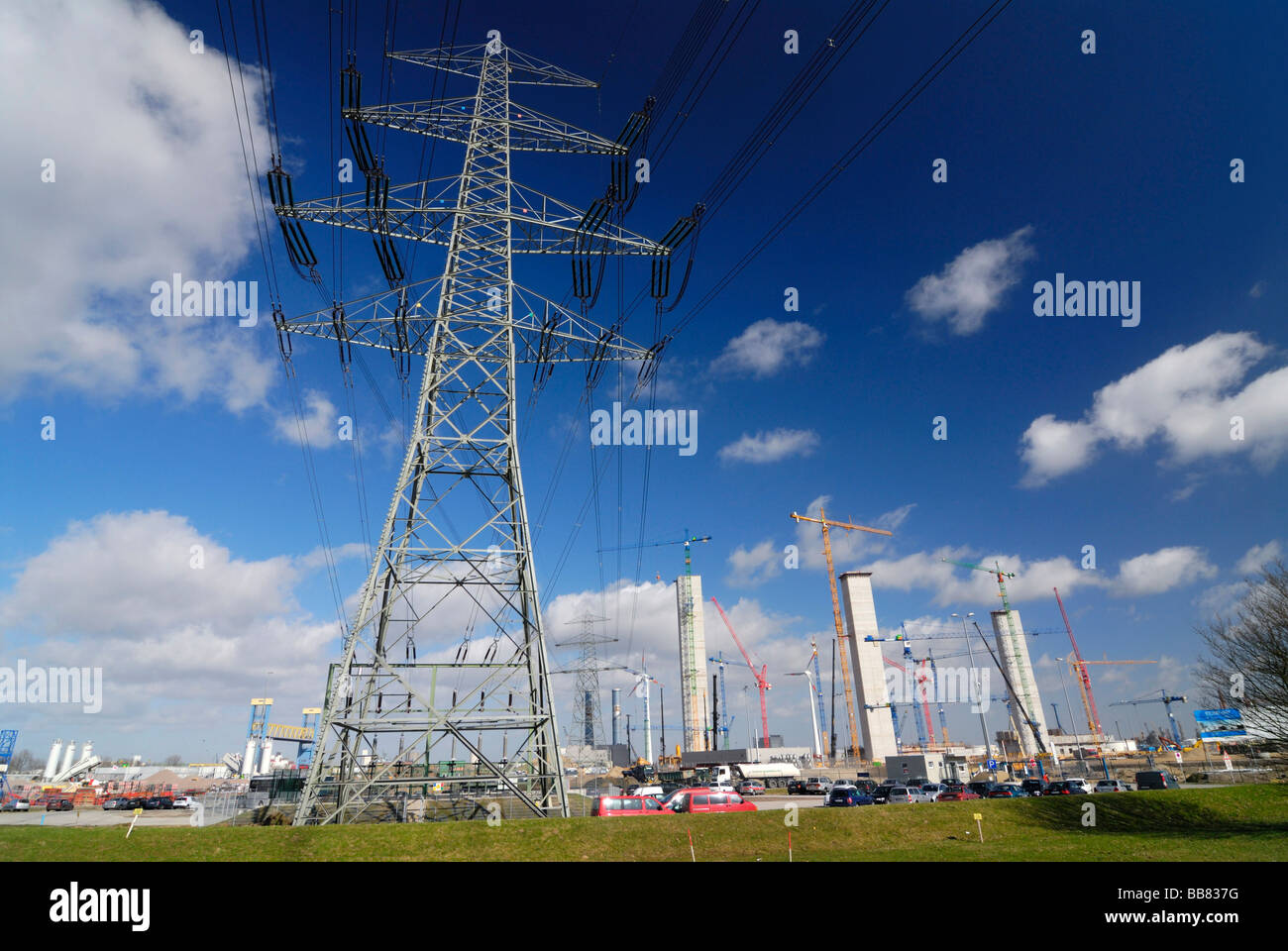 Das umstrittene Kohlekraftwerk in Bau, Moorburg, Hamburg, Deutschland, Europa Stockfoto