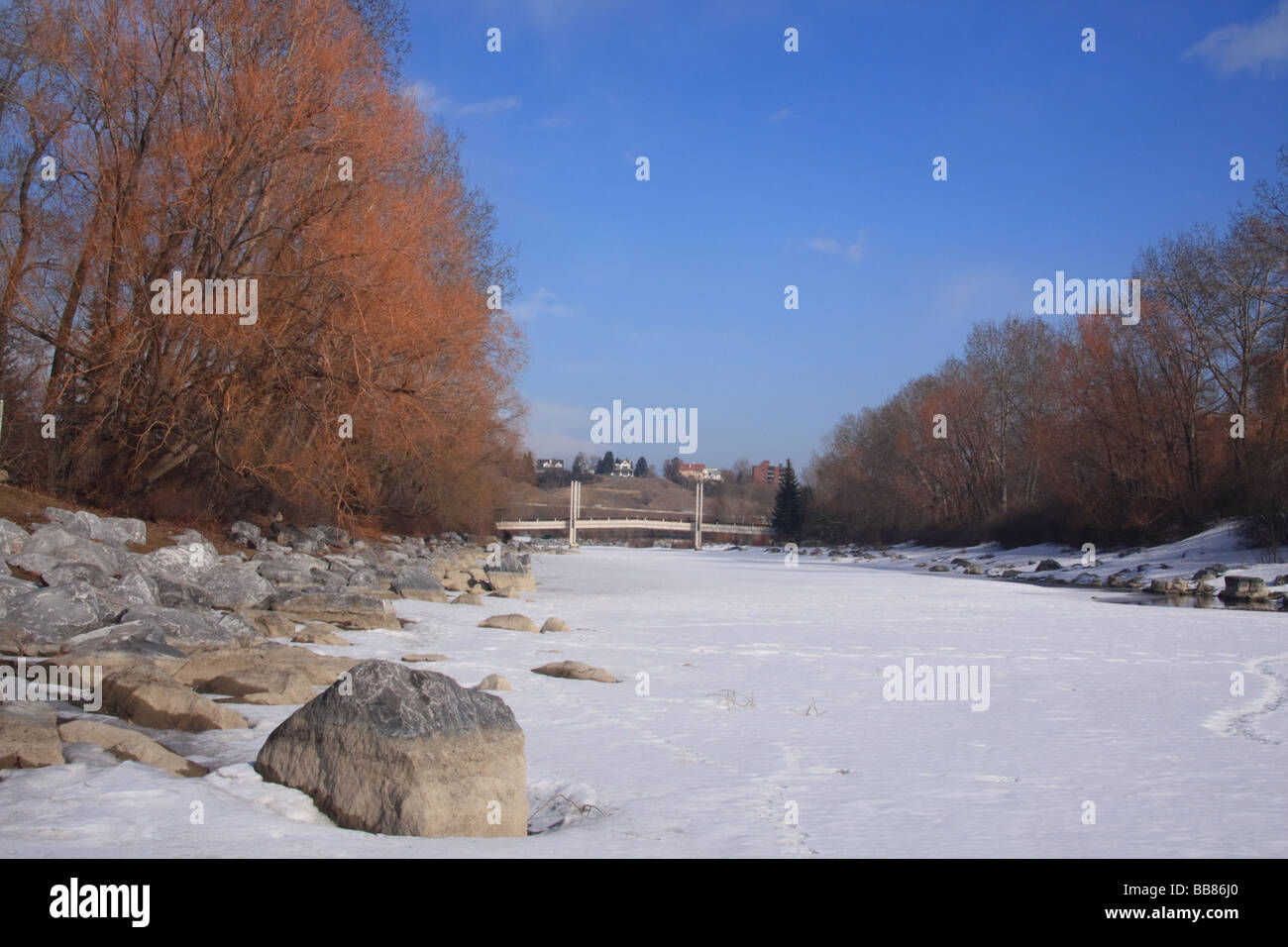 Prince es Island Park im Winter, Calgary, Alberta Stockfoto