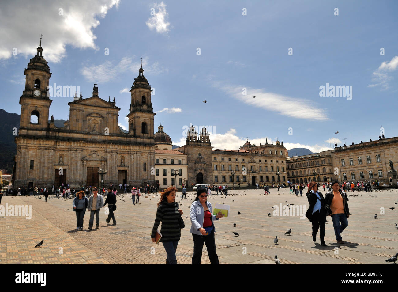 Kathedrale, Bolívar-Platz, Plaza de Bolívar, Bogotá, Kolumbien, Südamerika Stockfoto