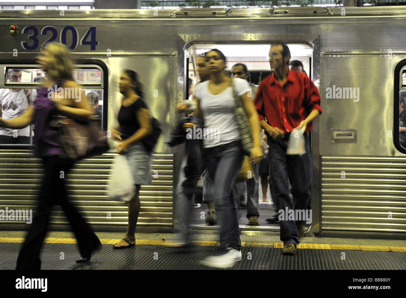 Rush Hour, Pendler in der u-Bahn, Sao Paulo, Brasilien, Südamerika Stockfoto