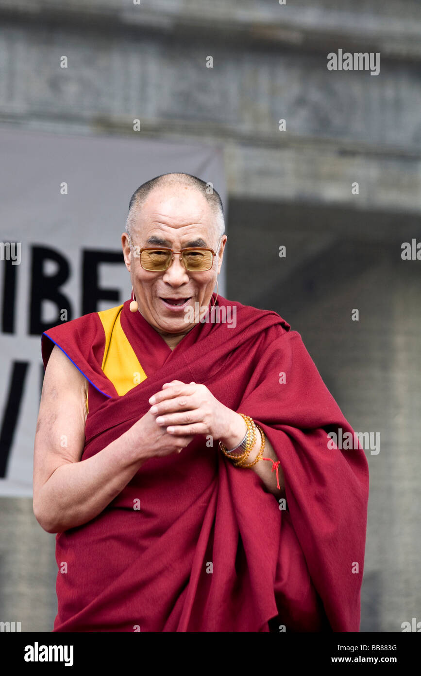 Dalai Lama, Tibet Solidaritätskundgebung, möglicherweise 2008, Berlin, Deutschland Stockfoto