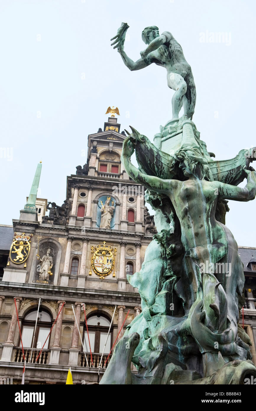 Stadthuis, Rathaus, Grote Markt, der zentrale Markt Platz, Antwerpen, Belgien, Europa Stockfoto