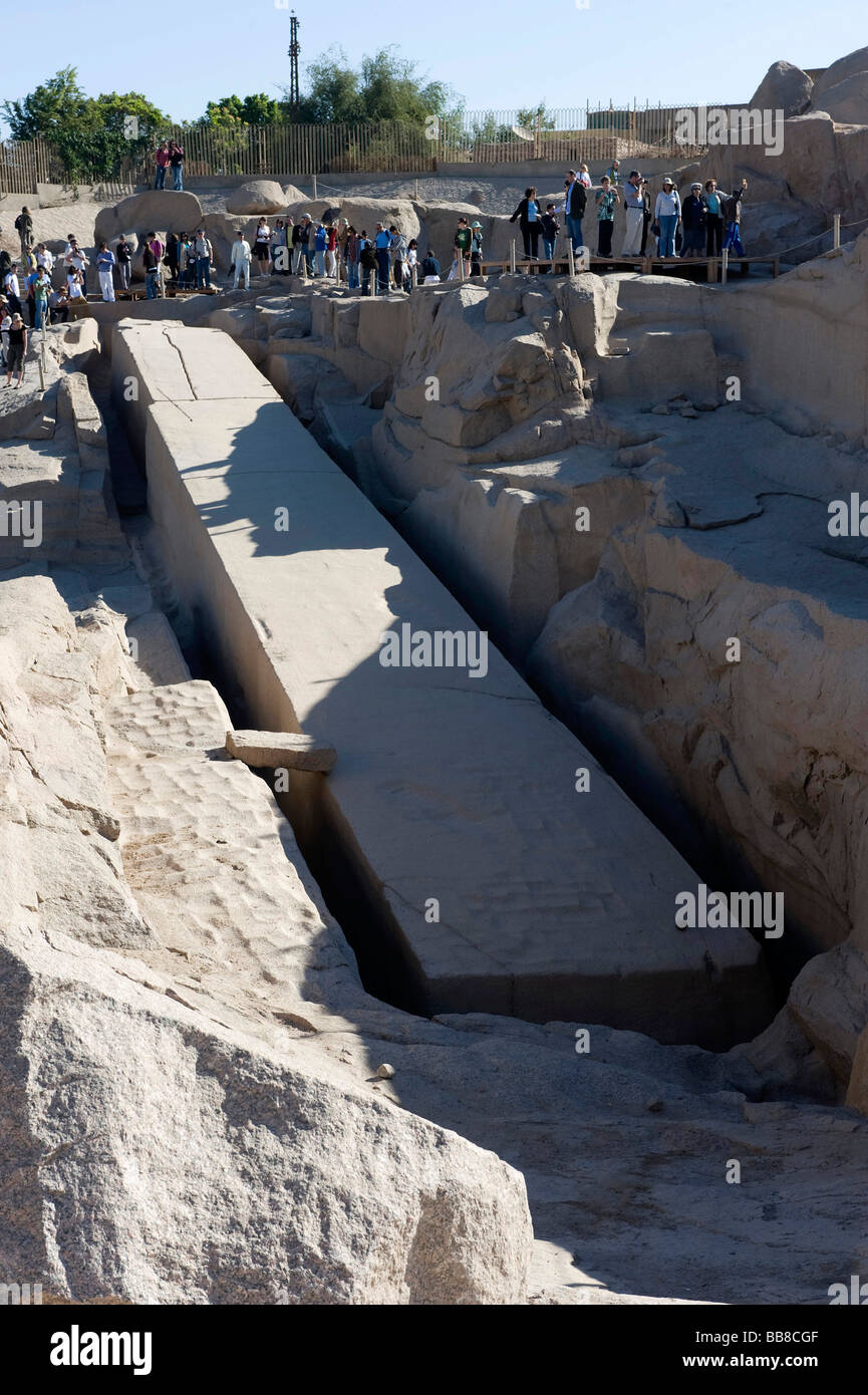 Unvollendete Obelisk, Stein, Steinbruch, Assuan, Ägypten, Afrika Stockfoto