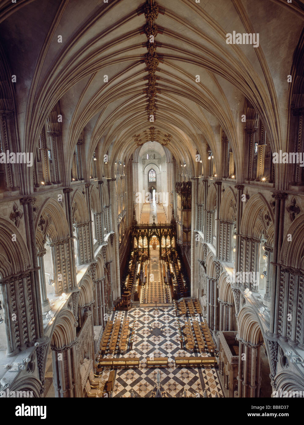 Ely Cathedral high-Level Blick von Osten Ende triforium Stockfoto