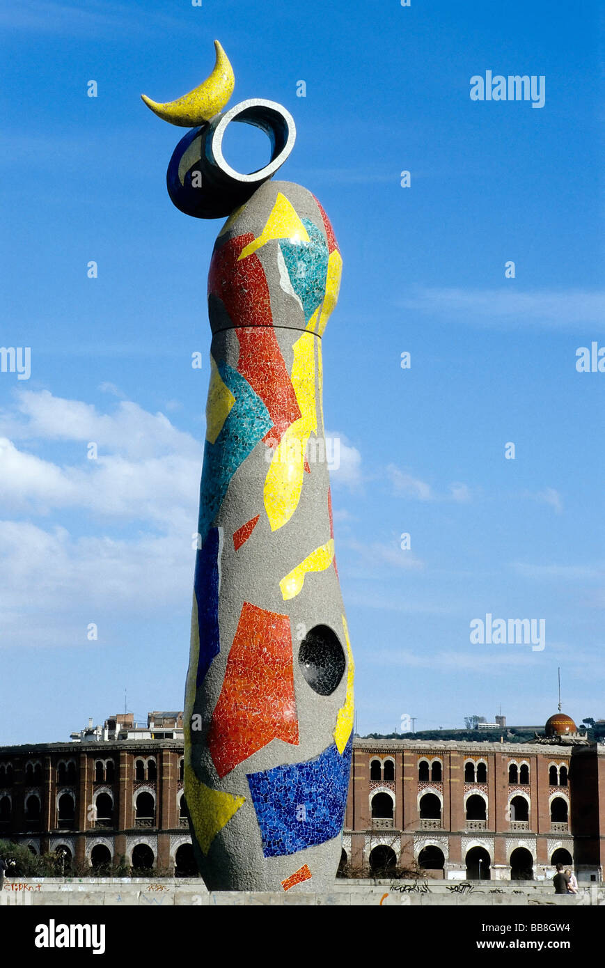 Miró-Statue Dona ich Ocell, Frau und Vogel, Parc de Joan Miró, Barcelona, Katalonien, Spanien, Europa Stockfoto