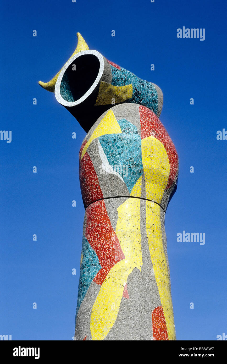 Miró-Statue Dona ich Ocell, Frau und Vogel, Parc de Joan Miró, Barcelona, Katalonien, Spanien, Europa Stockfoto