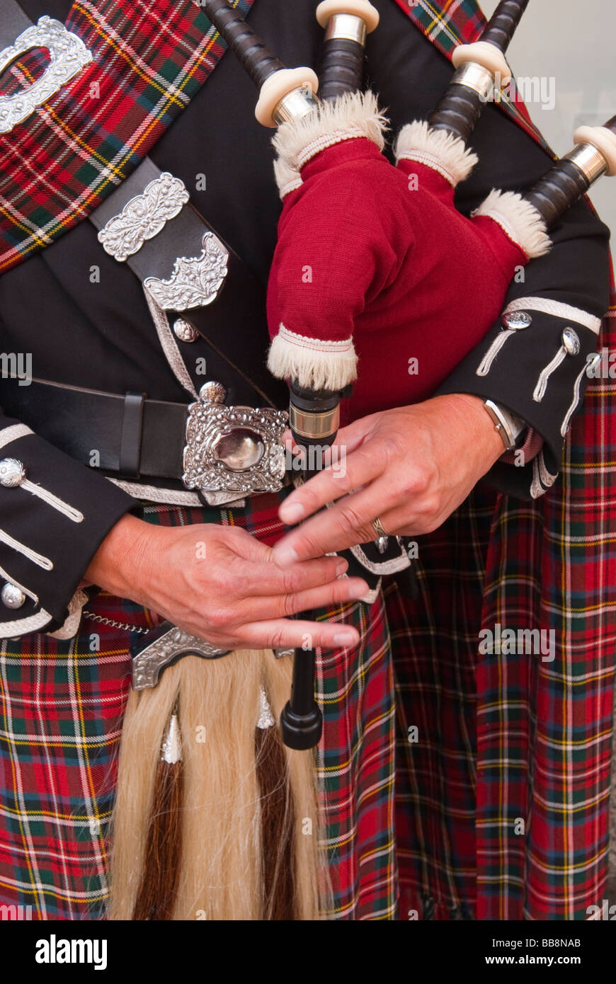 Eine Nahaufnahme von der Schotte Dudelsack im Vereinigten Königreich Stockfoto