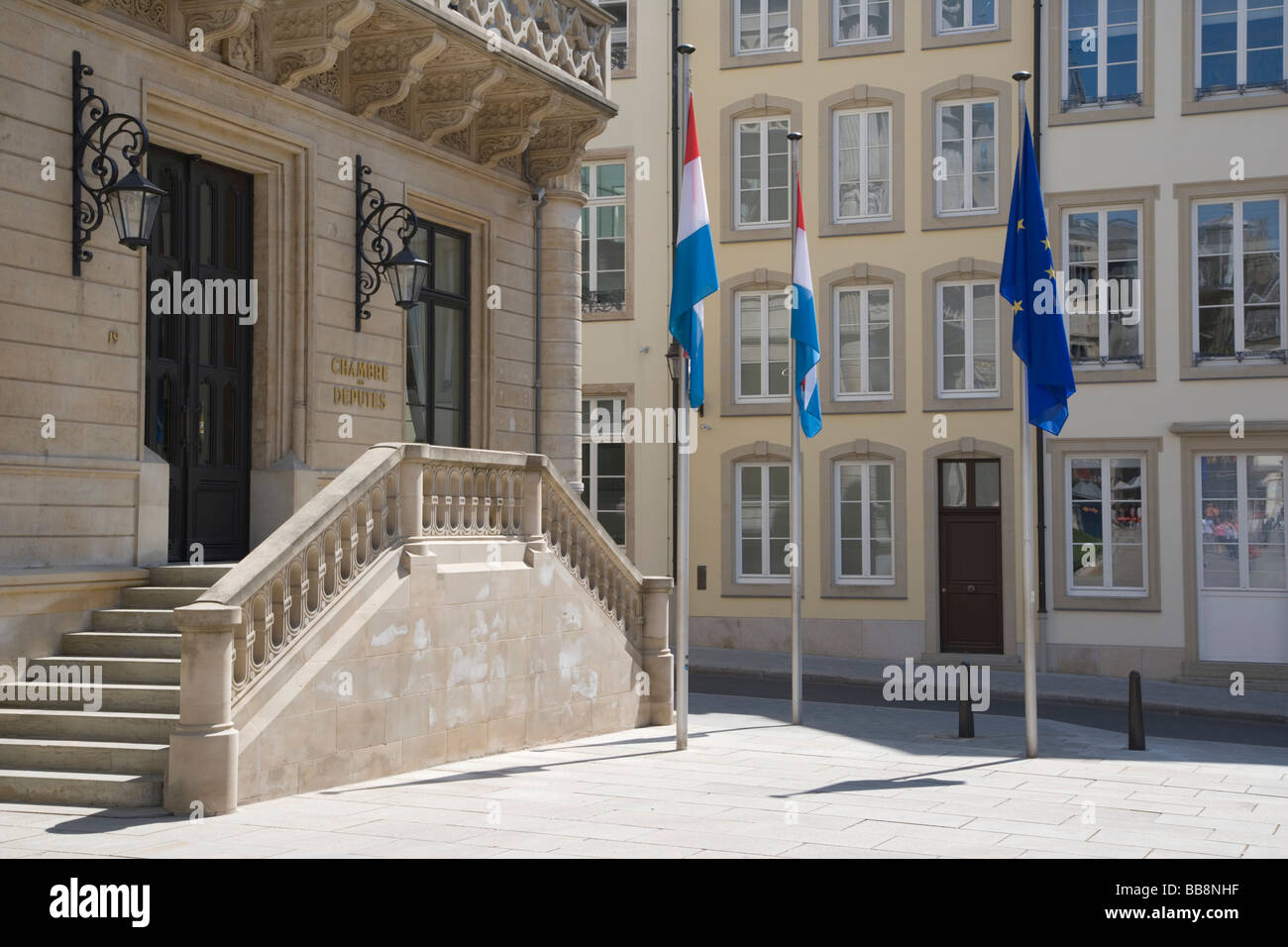 Chambre des Députés, Luxemburger Parlament, Rue du Marche Aux Herbes, Luxemburg Stockfoto