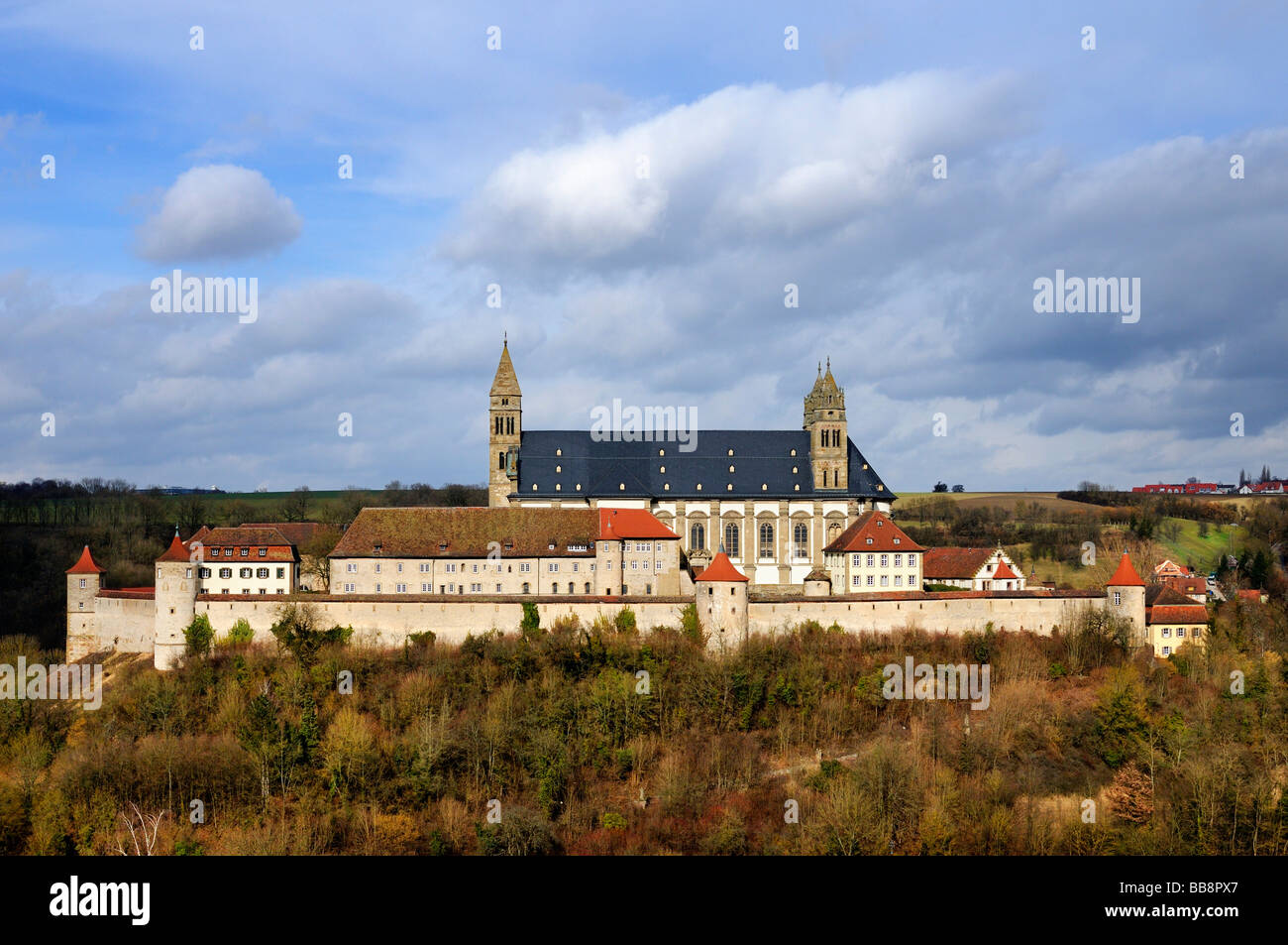 Comburg oder Grosscomburg Kloster in Steinbach in der Nähe von Schwäbisch Hall, Landkreis Schwäbisch Hall, Baden-Württemberg, Deutschland, E Stockfoto